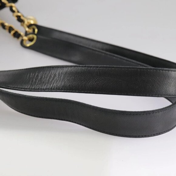 CHANEL Matelasse Chain Shoulder Bag Leather Gold Black CC Auth - Picture 7 of 15